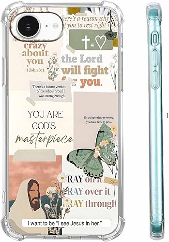 Miniatura 29 de Cubierta de Teléfono con Versículos de la Biblia y Citas Cristianas de Jesús en Collage, Funda Protectora Suave de TPU de Moda para iPhone 16 Pro,