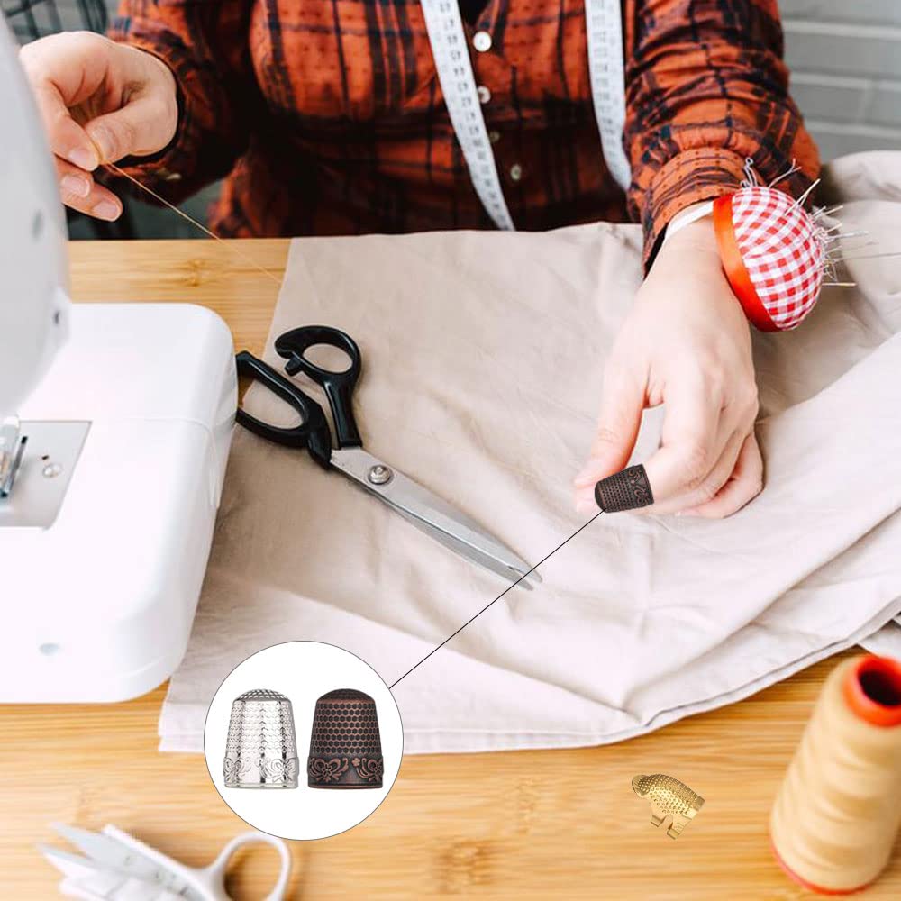 Sewroro Fingerhüte Set - 10 Stück Kupfer Fingerkappen Für Nähen & Handarbeit, Mit Anti-Rutsch-Muster