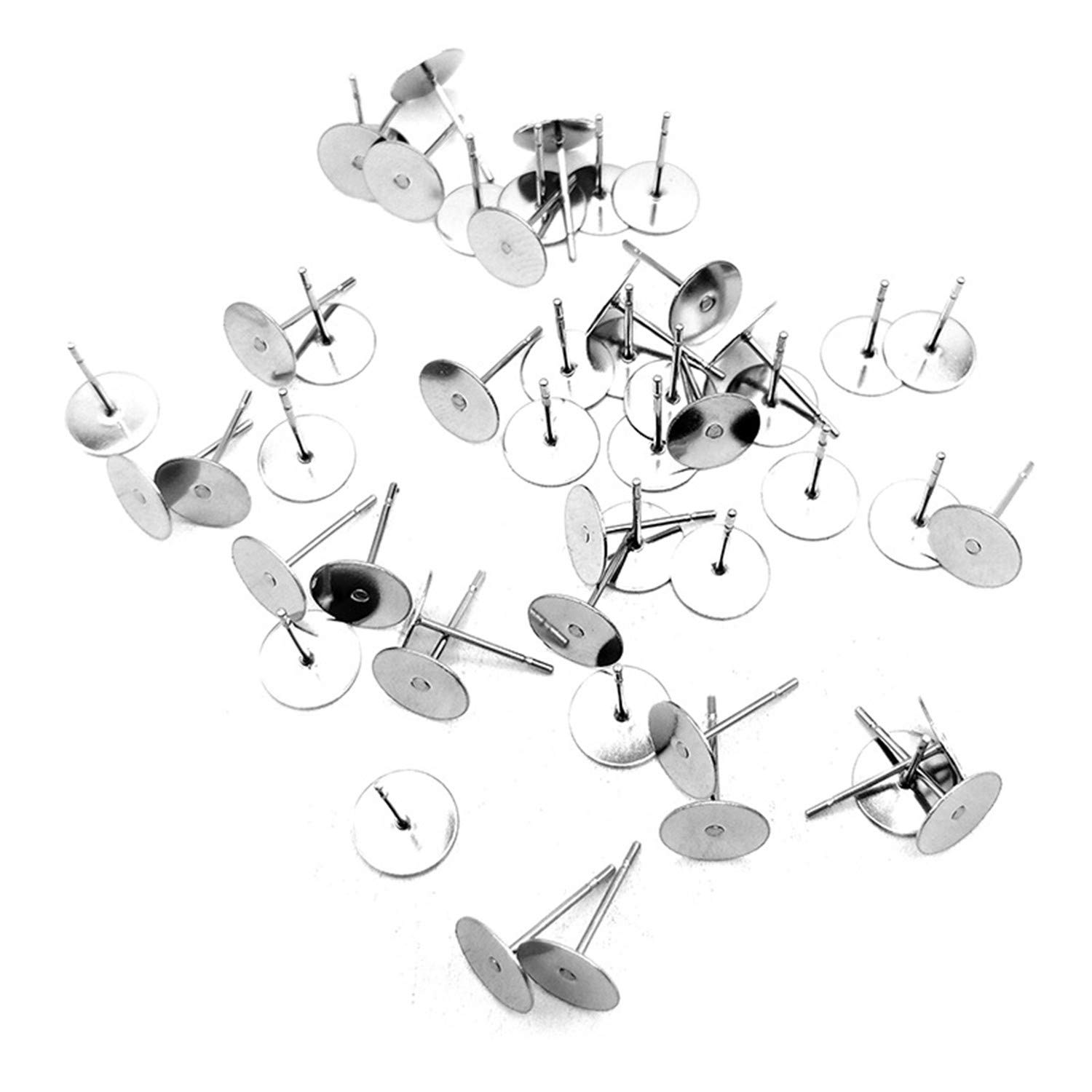 Alysee 200-Piece 8mm Stainless Steel Earring Posts & Butterfly Backs - Silver Earring Making Findings - View #12