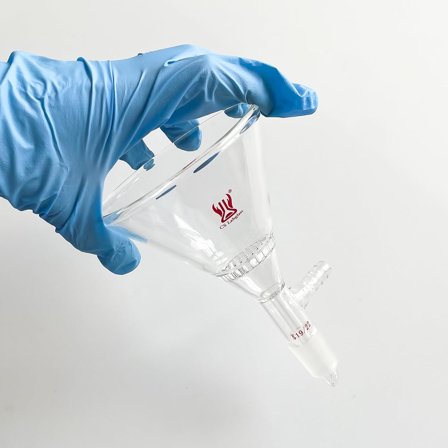 Glass Filter Funnel with Glass Filter Plate, Borosilicate Glass Filtering Funnel with 90mm Top Outer Dimension and 19/22 Inner Joint, Lab Glassware