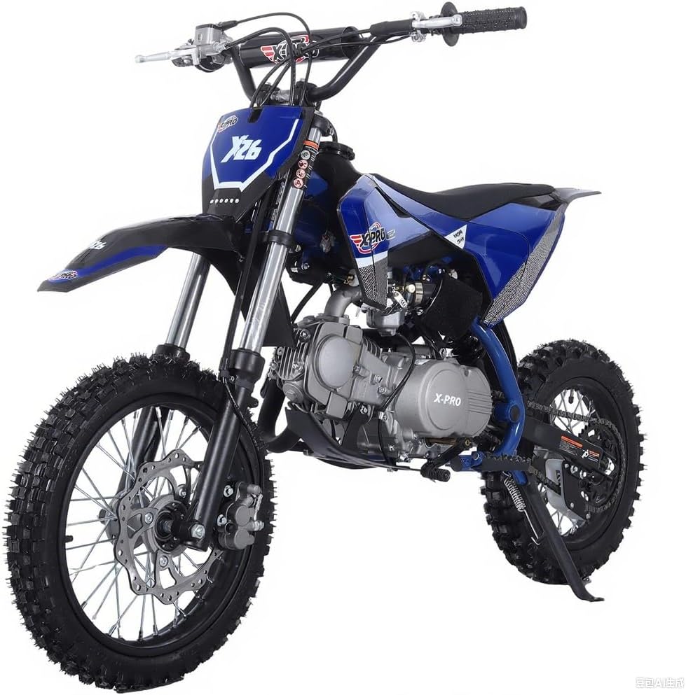 X-PRO X26 125cc Manual Clutch Dirt Bike Big Boys Pit Bike 125 Pitbike,Big 14"/12" Tires!(Blue)