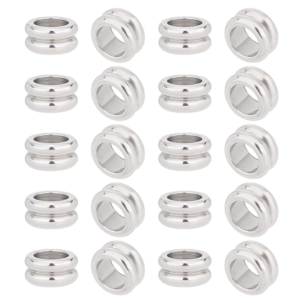 UNICRAFTALE About 100pcs 8mm Paracord Bead Column Spacer Beads Morse Code Bead Stainless Steel Loose Beads Large Hole Spacer Beads for DIY Bracelet Necklace Jewelry Making Hole 5mm