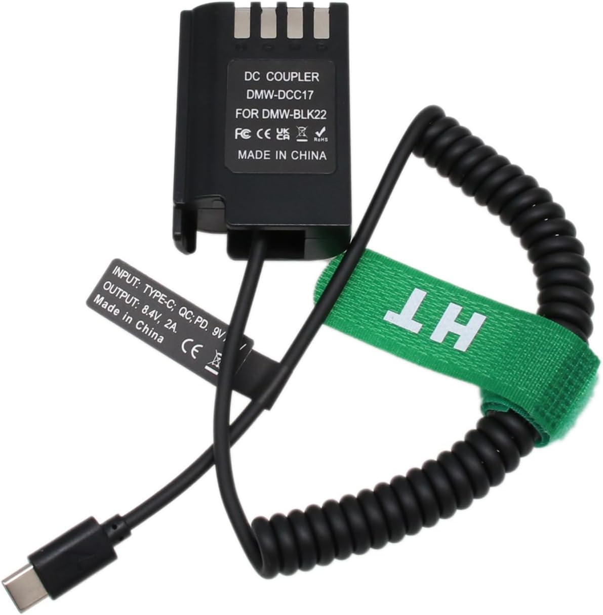 PD USB C Power for Panasonic Lumix GH6, G9, G9M2, S5, S5 II, S5 IIX, GH5 II, GH5S DSLR Camera 9V/12V Type-C to DMW-BLK22 DCC17 Dummy Battery