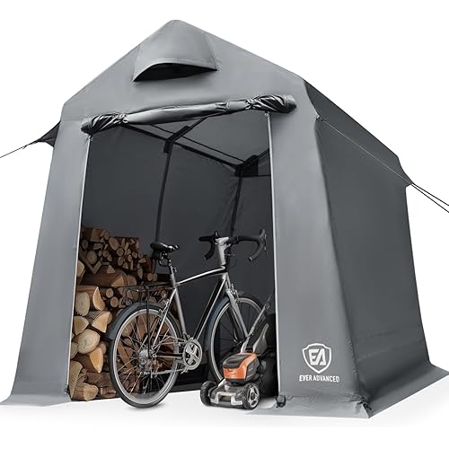 EVER ADVANCED Outdoor Storage Shelter with Vents Storage Tents for Outside Heavy Duty Storage Sheds for Motorcycle, Bike, Grey