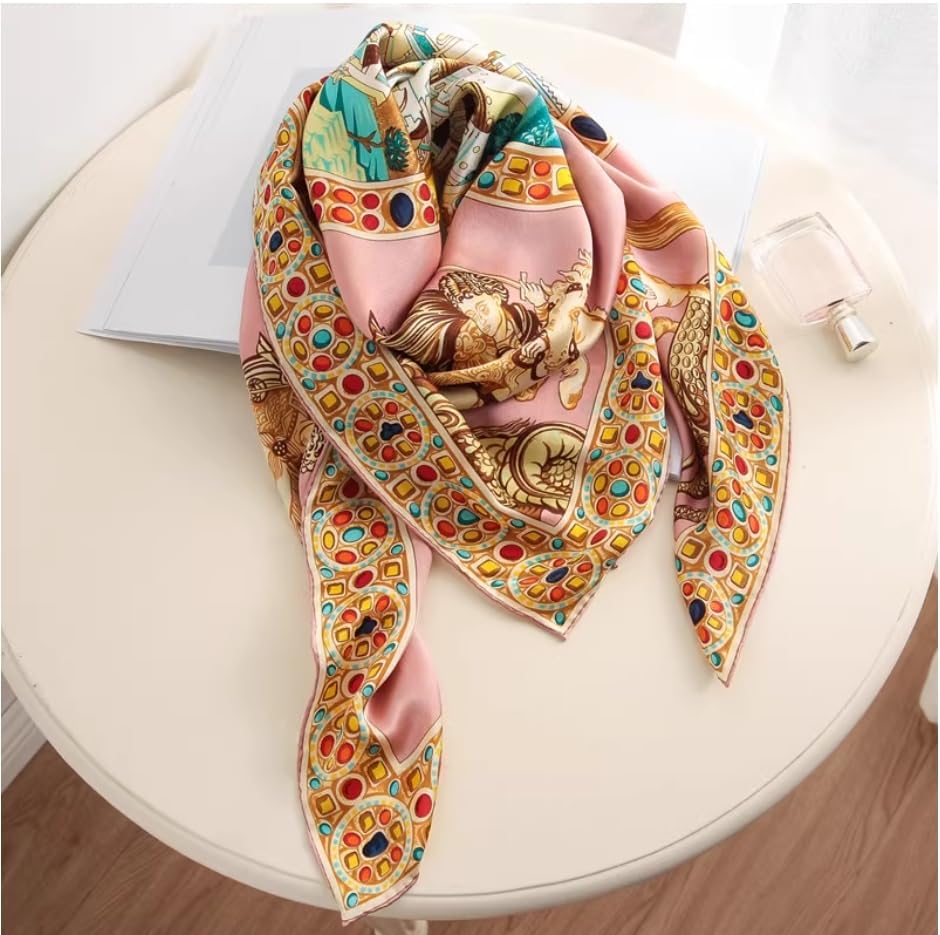 100% Pure Mulberry Silk Scarf 43”*43” Large Square Lightweight Headscarf Women’s Hair Wraps Shawls with Gift Packed - Image 4