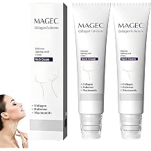 Magic Collagen Fullerene Neck Cream, Tighten and Lift Firming Neck Cream for Crepey Skin, Collagen Neck Cream with Five Rollers, Reduces Wrinkles and Double Chin 2PCS