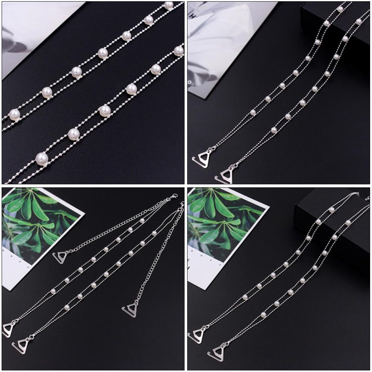 Garneck Silver Adjustable Bra Strap for Anti Slip Metal Hooks image 3