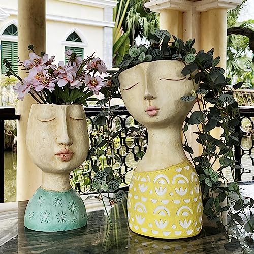 Dilicomingheadplanterfaceplanterpots8inchindoorflowerplanteroutdoorplantersucculentpotgirlresinplanterwithdrainageholeplantersforindoorplants  Urban Country Home Decor Dilicoming head planter face planter pots 8 inch indoor flower planter outdoor planter succulent pot girl resin planter with drainage hole planters for indoor plants  urban country home decor