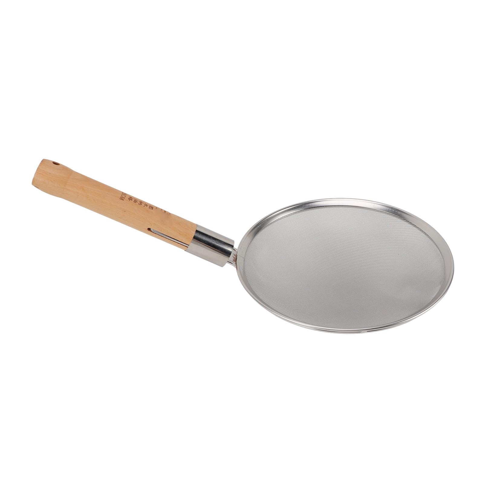 Wakects Feinmaschiger Schaumlöffel mit Holzgriff, Sieblöffel aus Edelstahl 304, Großer Schaumlöffel Zum Kochen, Braten, Suppen und Abtropfen von Öl (26 cm Durchmesser)