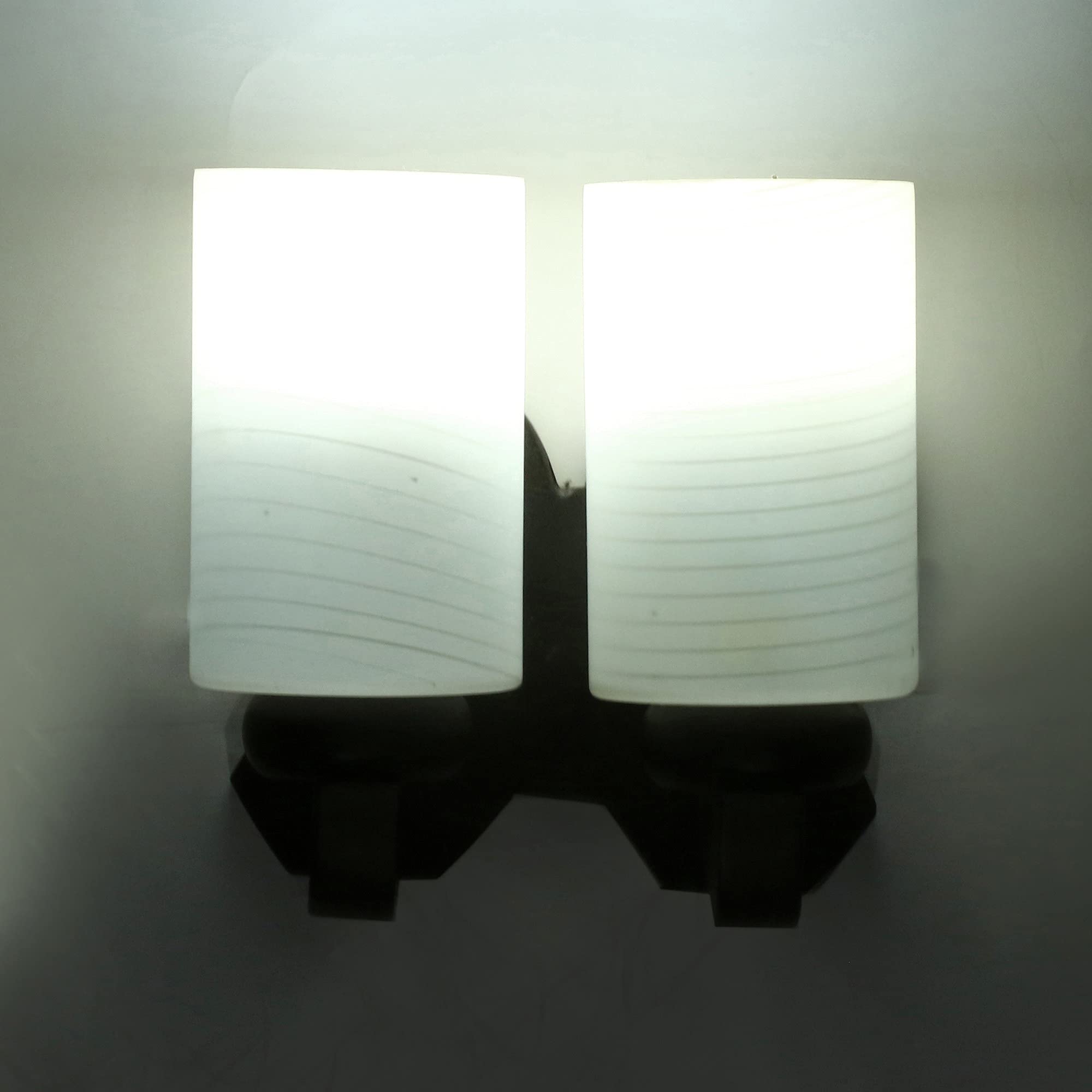 1st Time LED Compactable Wood & Glass Wall Lamp Light - BV1, Pack of 2