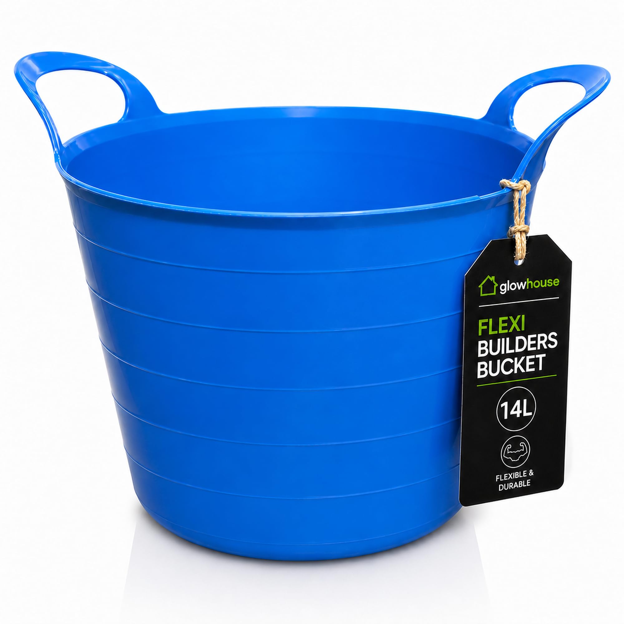 Flexi Buckets Heavy Duty Flexible Tub Trug Strong Multi-Purpose Garden, Stable, Feed, Cleaning & Storage Bucket Durable Carry Handles for Home, Garden, DIY & Outdoor Use (Blue, 14 Litres Pack of 1)