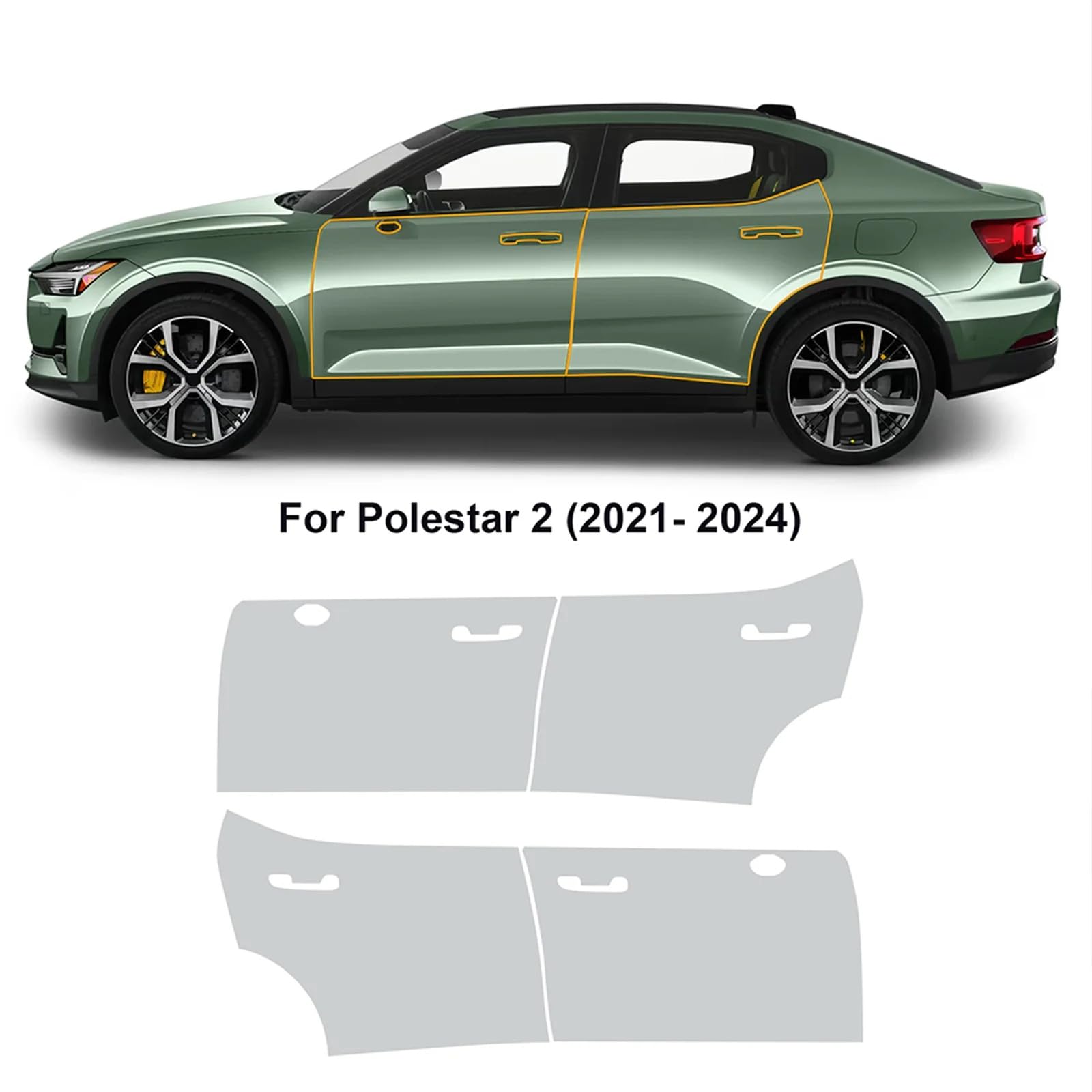 Pellicola Protettiva AntiGraffio in TPU per carrozzeria Auto, Pellicola Protettiva per Vernice in PPF, Pellicola Trasparente per Esterni per Polestar 2 2021-2024(C)