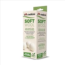 Meliconi Soft Wool-Palline asciugatrice, facilitano l’asciugatura dei Capi lasciandoli Morbidi a Lungo. Lana 100% Naturale. 3 pz, Bianco, Ø ca 7 cm