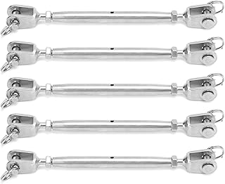 Kuuleyn Turnbuckle, Wire Tensioner, Turnbuckle Hook and Eye, 5pcs Heavy Duty Stainless Steel Hook Durable Rope Turnbuckle Wire Rope Tension Hook