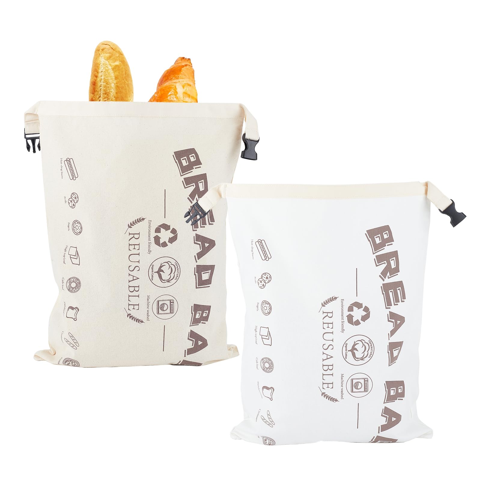 Sac à pain réutilisable en lin et coton bio premium pour conservation au congélateur