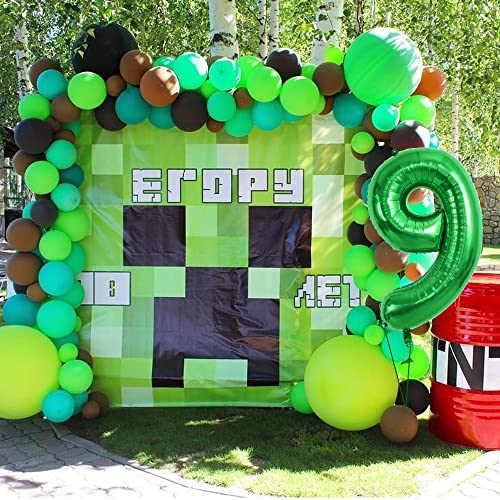 Image of TONIFUL 40 Inch Dark Green Large Numbers Balloon 0-9 Birthday Party Decorations,Foil Mylar Big Number 9 Balloon Digital 9 for Birthday Party,Wedding, Bridal Shower Engagement Photo Shoot, Anniversary