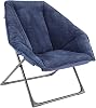 Amazon Basics Hexagon Shaped Chair with Foldable Metal Frame, Navy Blue, 33.5D x 31.5W x 34.3H