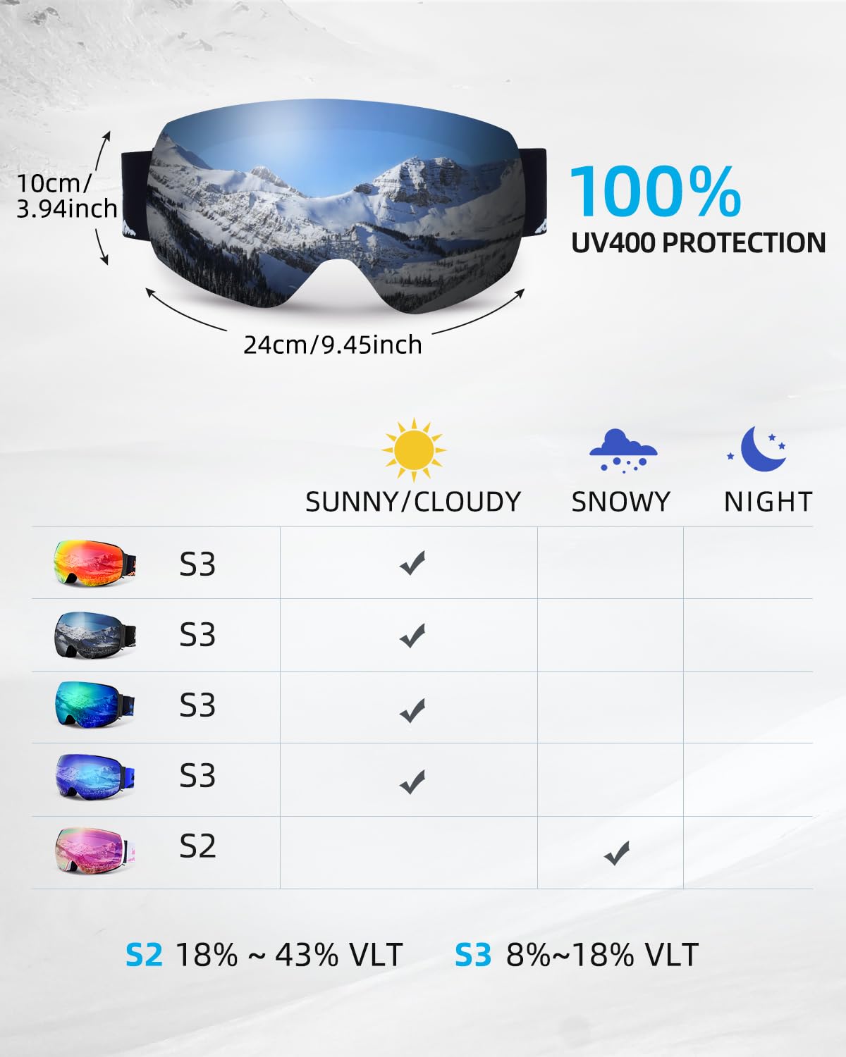 gogle narciarskie mężczyźni kobiety gogle narciarskie OTG z wymiennymi soczewkami i paskami dla osób noszących okulary śnieżne przeciwmgielne gogle snowboardowe gogle narciarskie kompatybilne