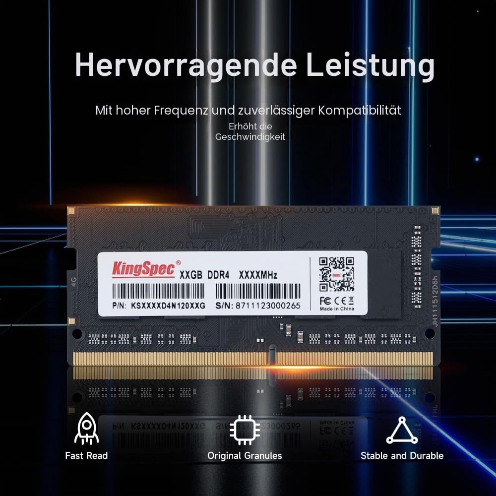KingSpec 8GB DDR4 RAM 3200 MHz, 1,2 V, 260-Pin Laptop-Speicher RAM PC4-25600 SODIMM Computer-Speichermodule (3200 MHz, 8 GB)