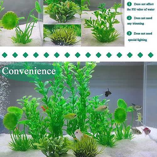 AQUANEAT Artificial Fish Tank Plants, Plastic Aquarium Decorations, Green Accessories, 10pcs - Image 5