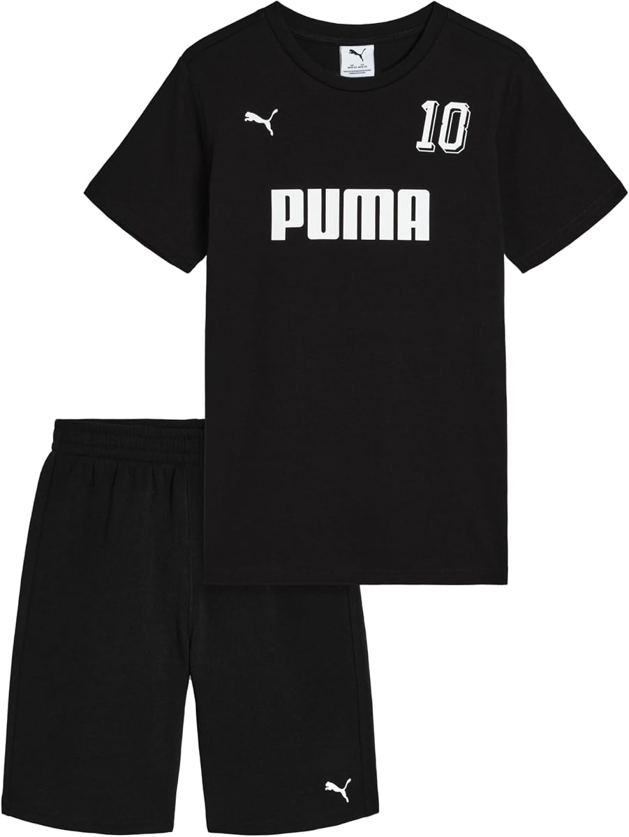 Conjunto de camiseta estampada y pantalón corto de forro polar para niños PUMA (Niño pequeño)