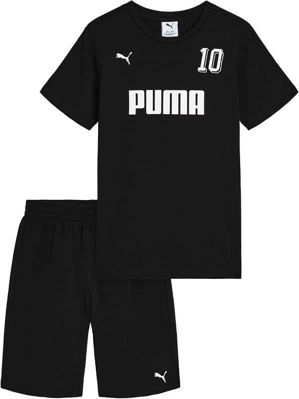 Conjunto de remera estampada y pantalón corto de forro polar para niños PUMA (Niño pequeño)