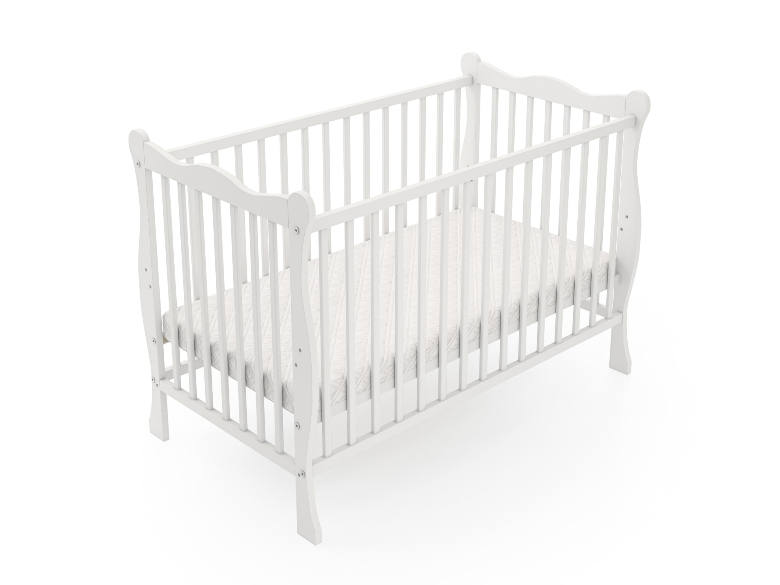 Cuna Julia de 60 x 120 cm, convertible en cama junior, 3 alturas ajustables, 3 barras extraíbles, de madera (con lado de conversión (sin colchón)