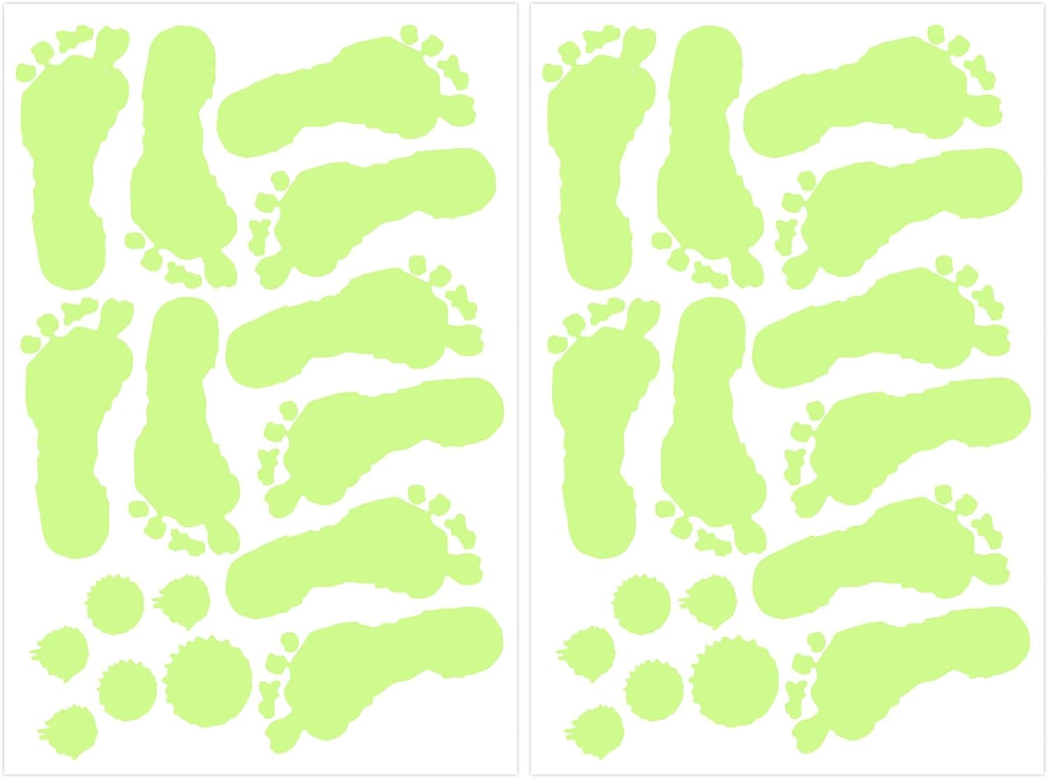 Operitacx Glow in The Dark Halloween Luminous Blood Handprint and Footprint Wall Decals, Peel and Stick PVC Fluorescent Window Stickers for Holiday Party Decorations