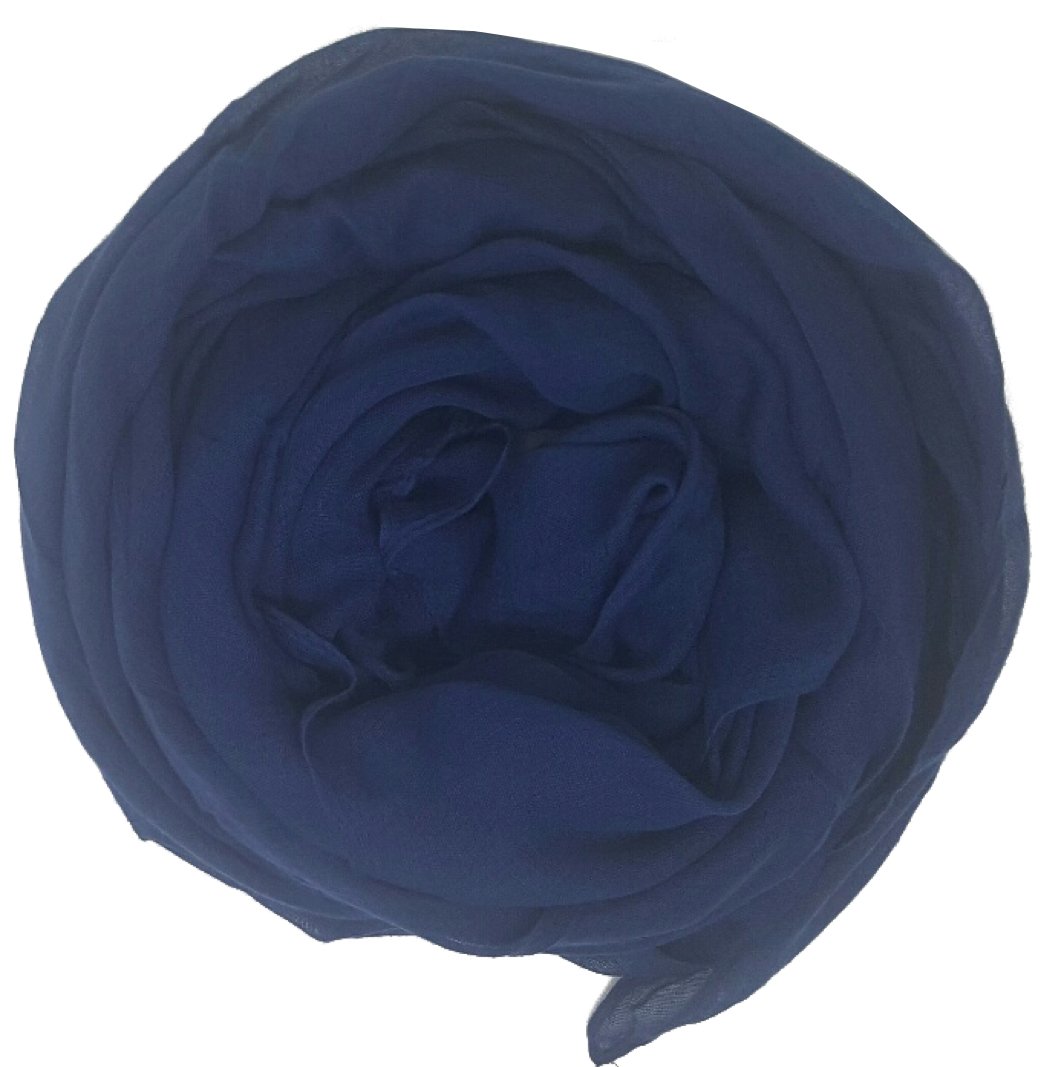 World Of Shawls Women's Navy Blue World Of Scarfs One Scarf Many Ways To Wear : Plain Hijab Sarong Shawl Wrap Cover- Up Sarong Cape (Navy Blue)