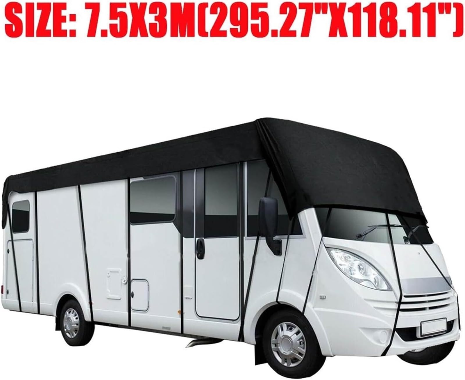 Pokrowiec na kamper kempingowy 210D wodoodporny pokrowiec na dach kampera plandeka ochronna osłona samochodu wiatroszczelna pyłoszczelna osłona przeciwsłoneczna 3 * 6,5/7,5/8,5 m (rozmiar: 3 x 8,5 m)