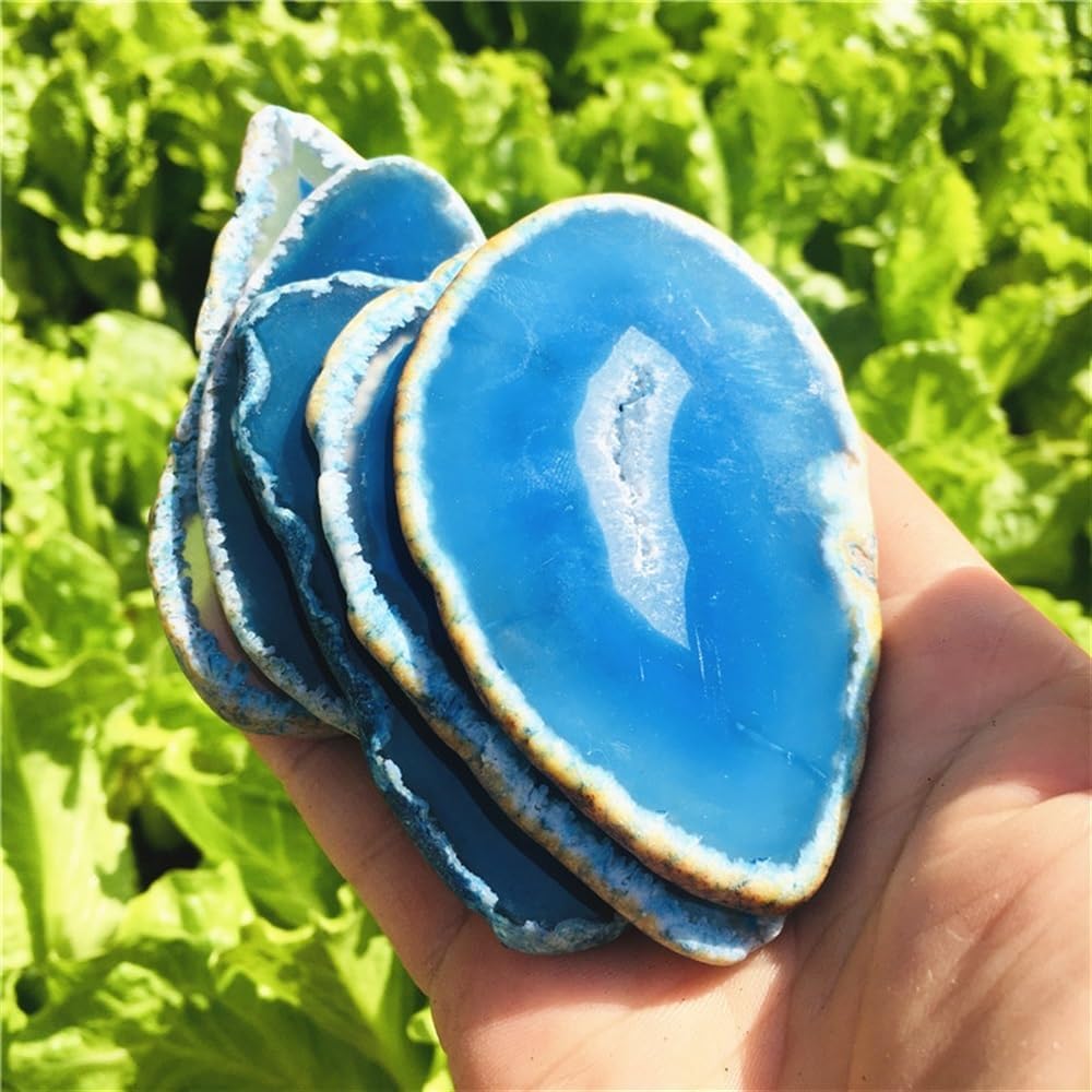 Large Blue Agate Geode Polished Quartz Crystal Ornaments (Size : 2pc)