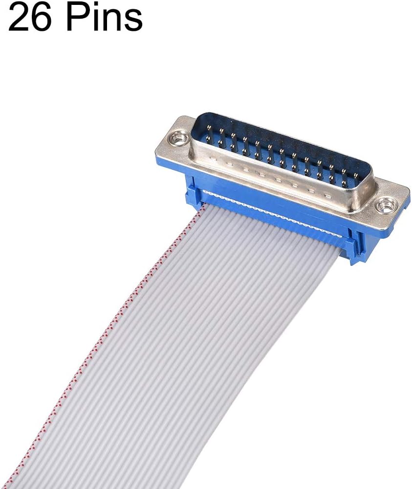 Get Popular Offer uxcell IDC Wire Flat Ribbon Cable DB25 Male to FC-26 Female Connector 2.54mm Pitch 20cm Length, 2pcs