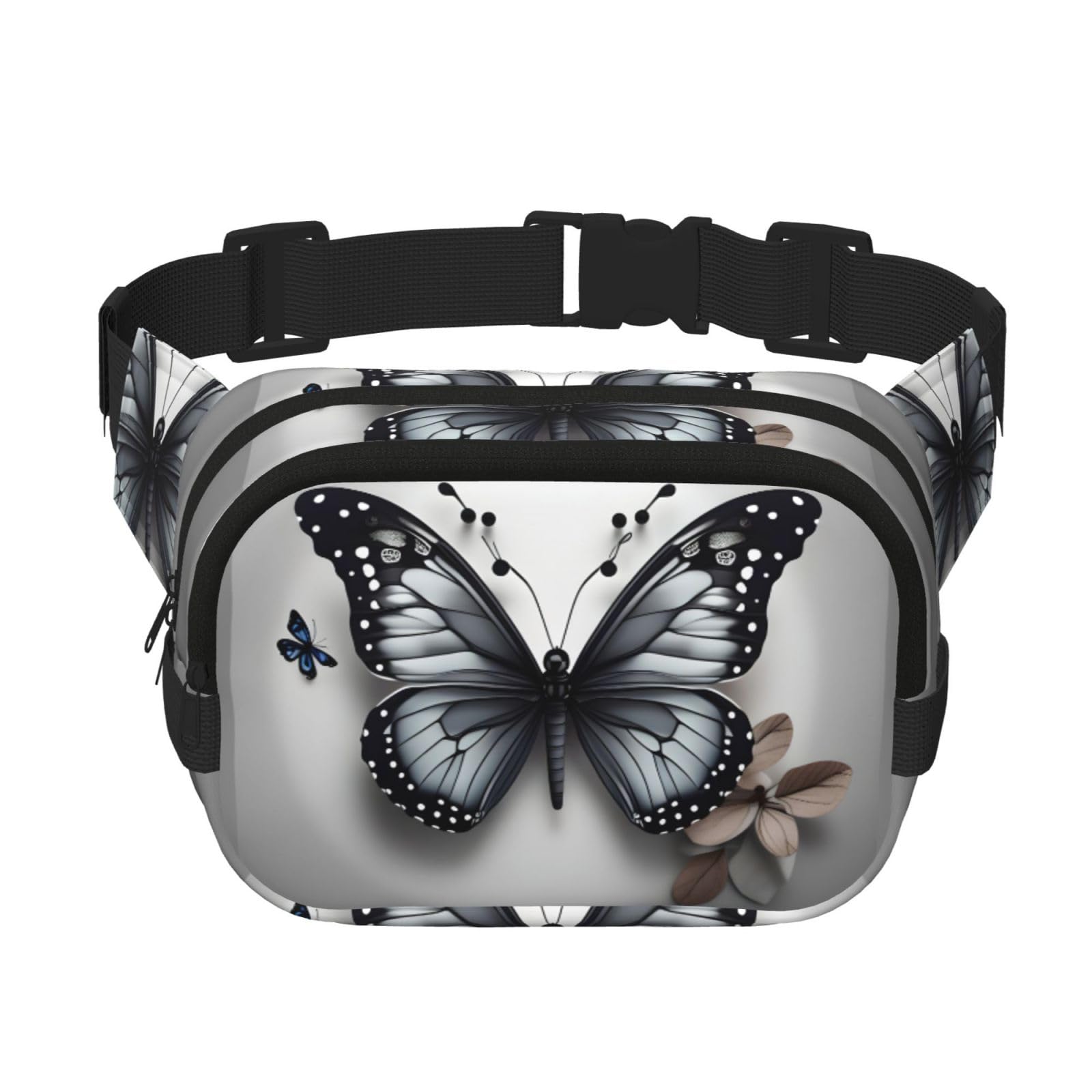 FBGHHTY Gray Teal Flower Butterfly Print