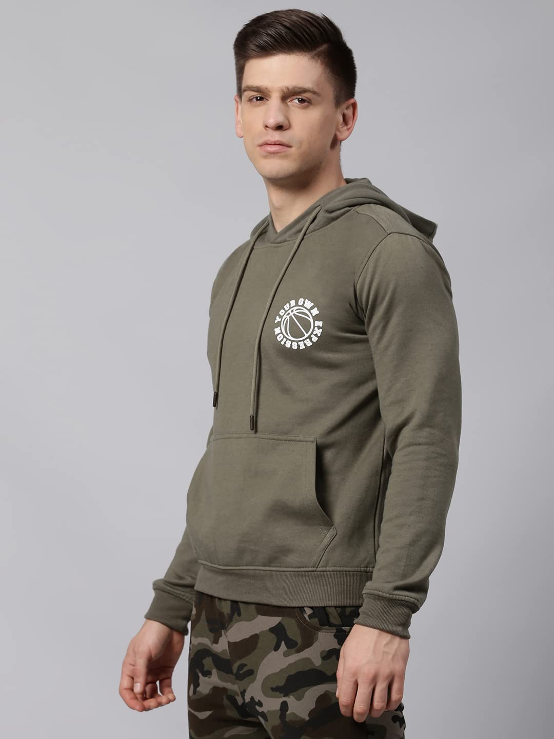 Dennis Lingo Męska bluza z kapturem Polycotton z kapturem z pełnym rękawem o regularnym kroju męska zimowa odzież codzienna (oliwkowa, S)
