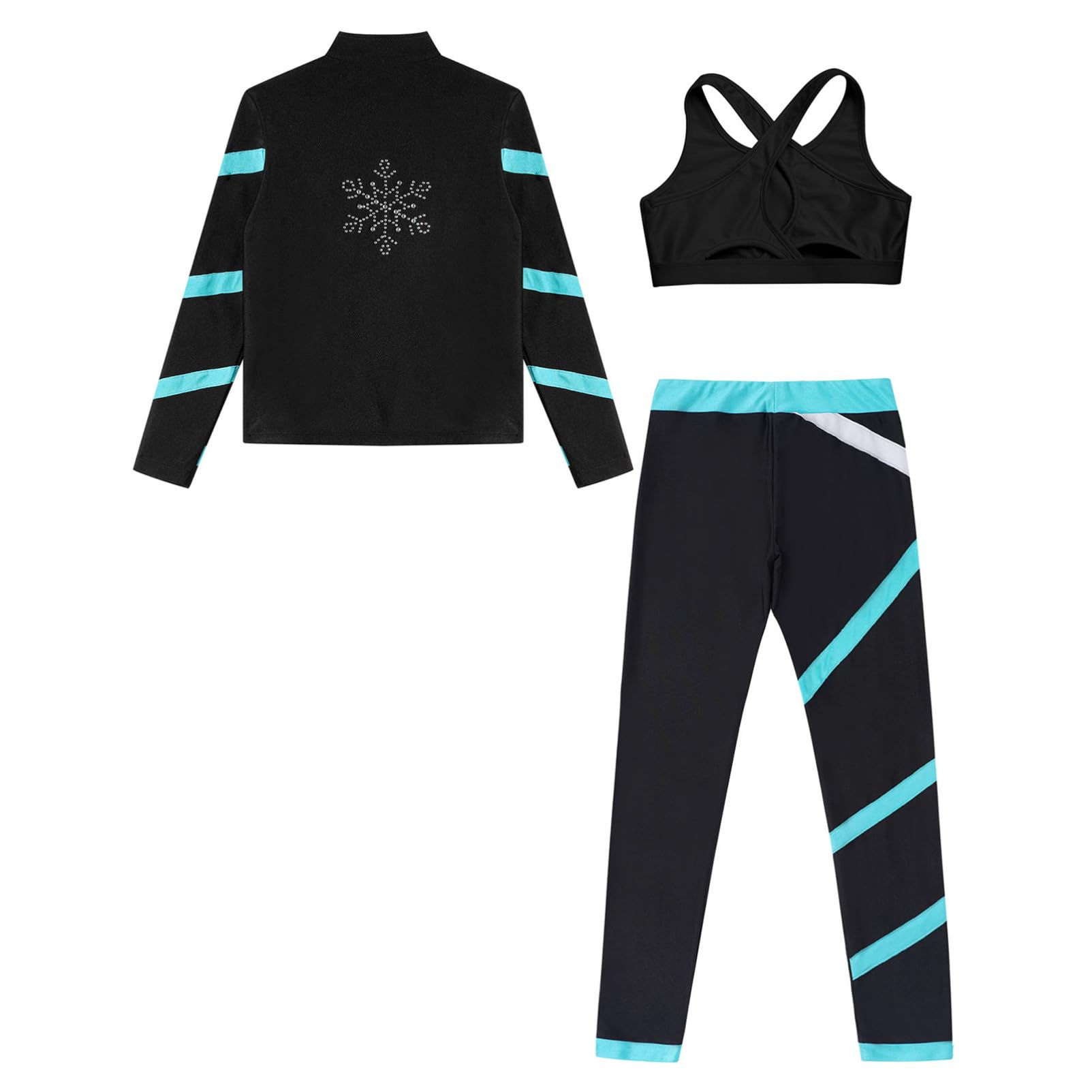 CHICTRY Ensemble Sport 3 Pièces Enfant Fille Sweat-shirt Zipper et Débardeur Dos Nageur et Legging de Jogging Survêtement Running Course Gym Sportwear 4-16 Ans