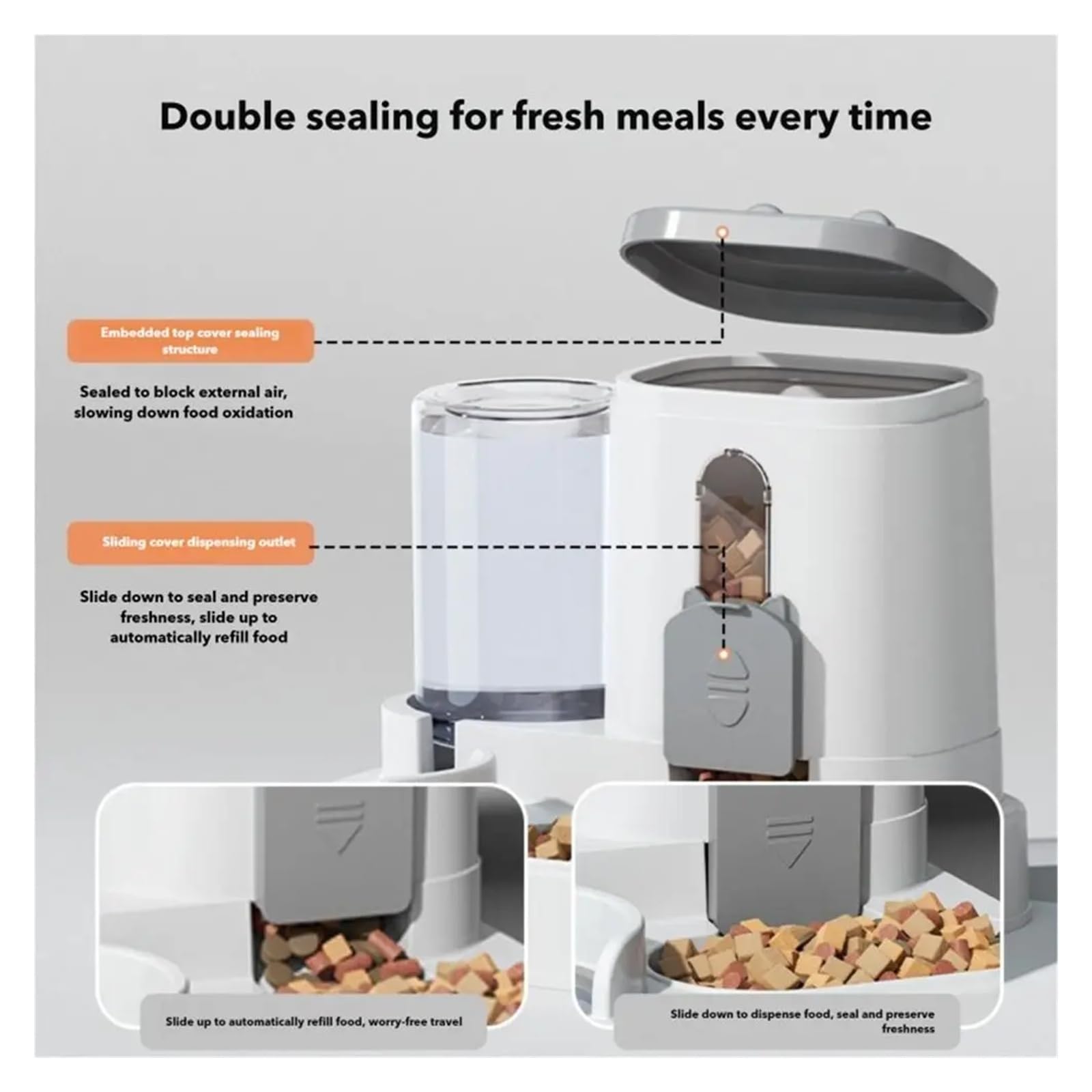 Un grazioso distributore automatico di cibo e acqua for gatti 2 in 1(Pink)
