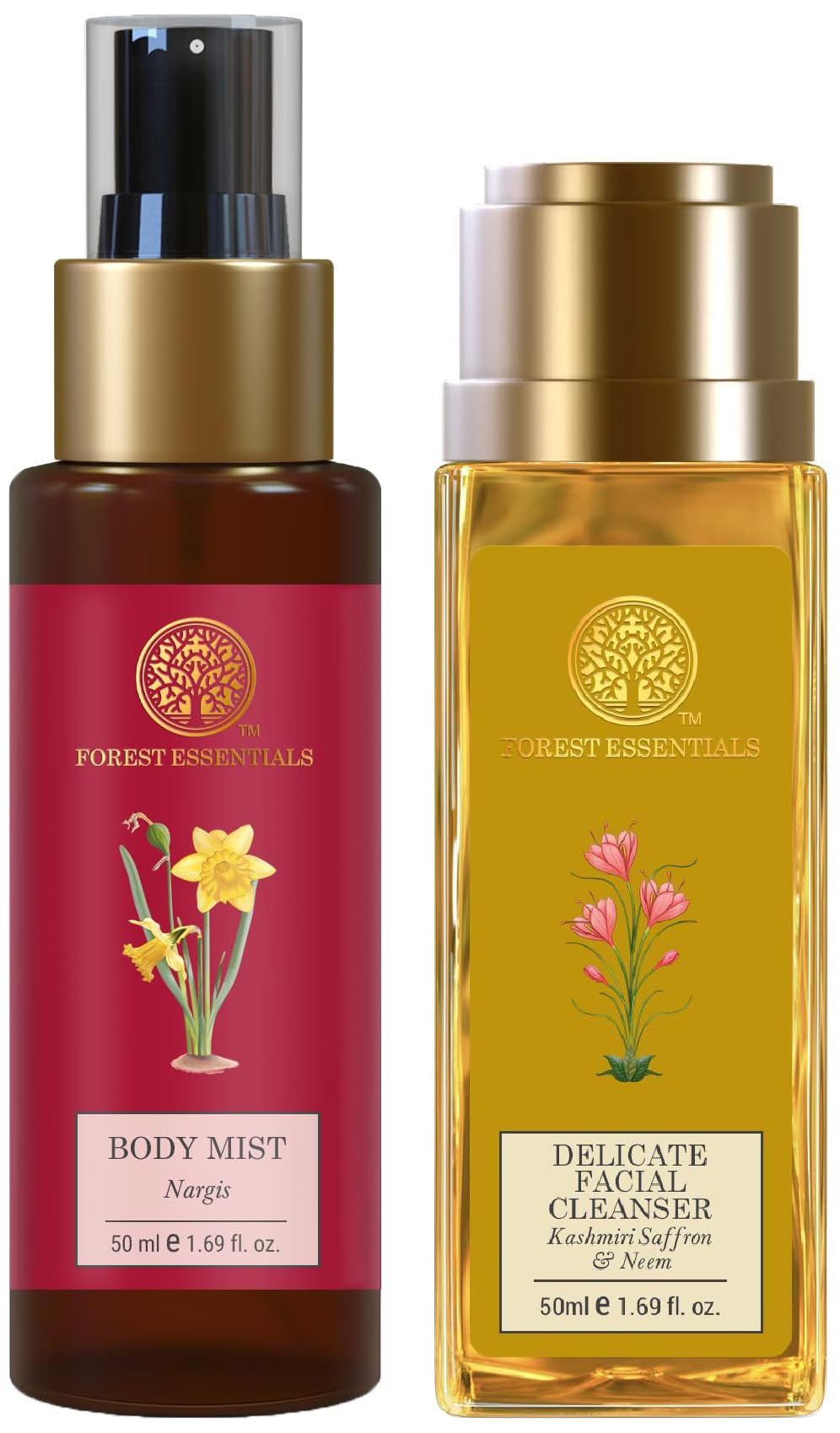 Forest Essentials Travel Size Body Mist Nargis & Forest Essentials Delicate Facial Cleanser Kashmiri Saffron & Neem Combo-image-29