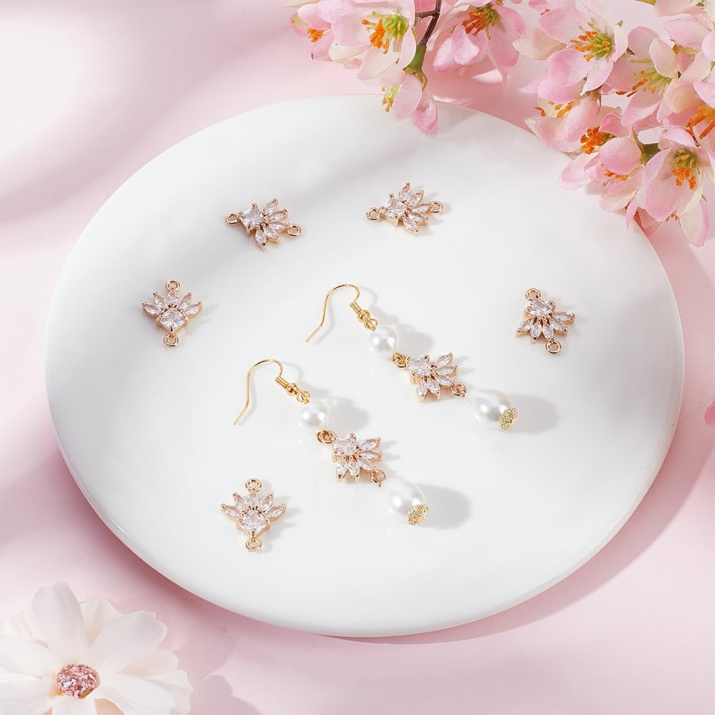 Beebeecraft 10Pcs Flower Connectors Charms K9 Glass Crystal Floral Pendant Links with Double Loops for Bracelet Earring Necklace Jewelry Making - Image 4