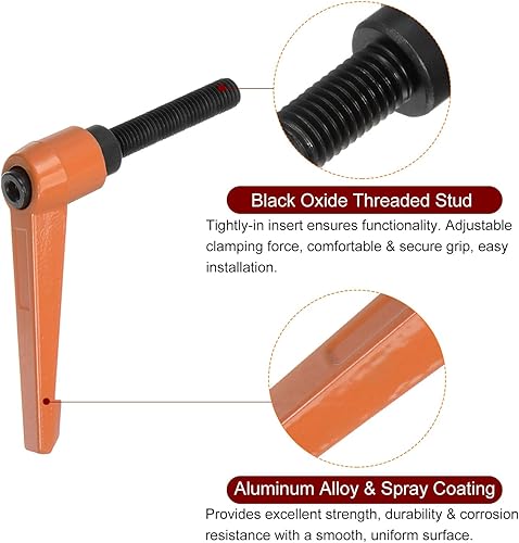 Miniatura 34 de HARFINGTON 4 manijas de palanca de sujeción ajustables M8 x 1.181 in de rosca macho, perillas de tornillo giratorio de bloqueo de trinquete