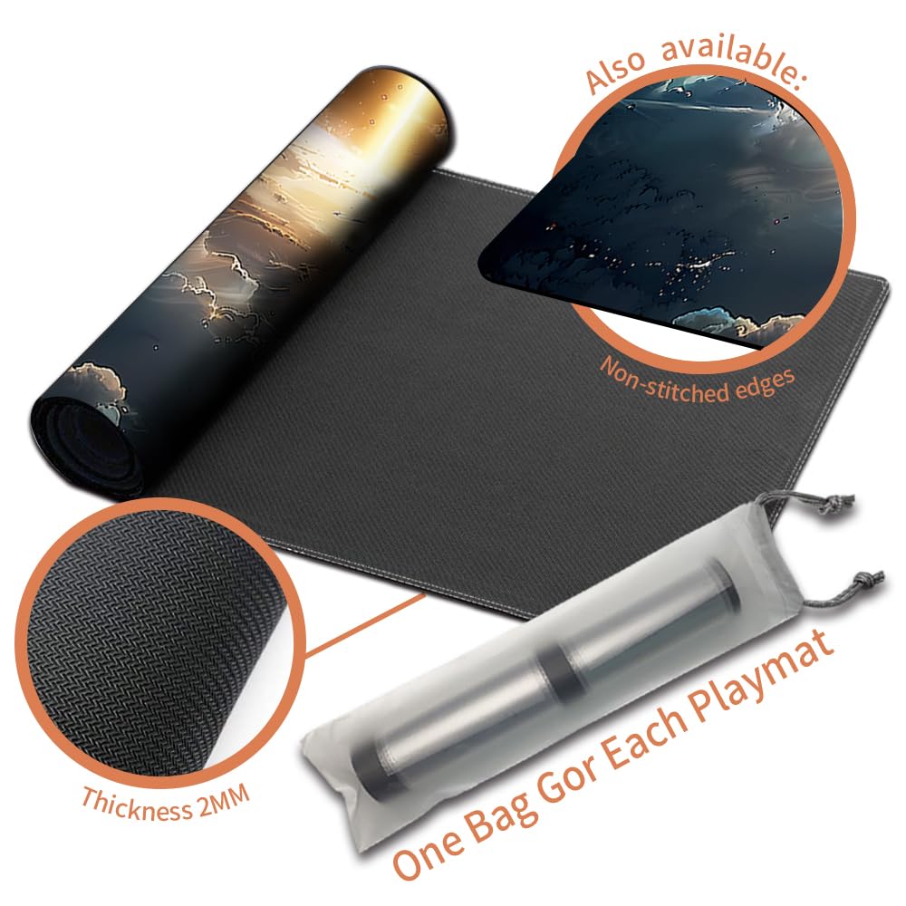 Alfombrilla De Juego MTG Con Zonas Marcadas, Bordes Cosidos Y Bolsa Impermeable Incluida - Playmat De Goma Suave Para Magic: The Gathering Y Otros TCG