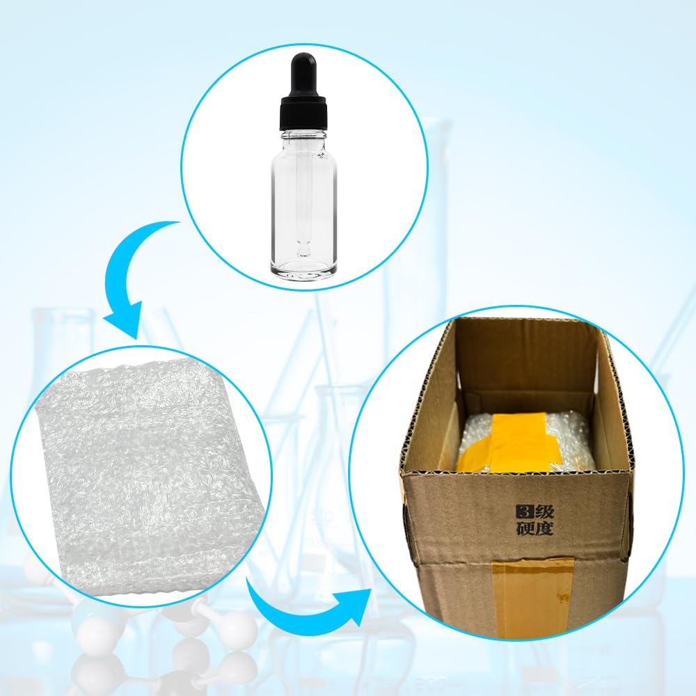 Botella cuentagotas vacía de ámbar para aceite esencial, vidrio, 5-50 ml, recargable