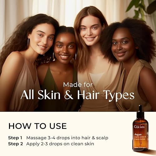 Miniatura 4 de Gya Labs - Aceite de argán marroquí orgánico para el cabello y la piel, reduce el encrespamiento y el cuero cabelludo seco, promueve el crecimiento