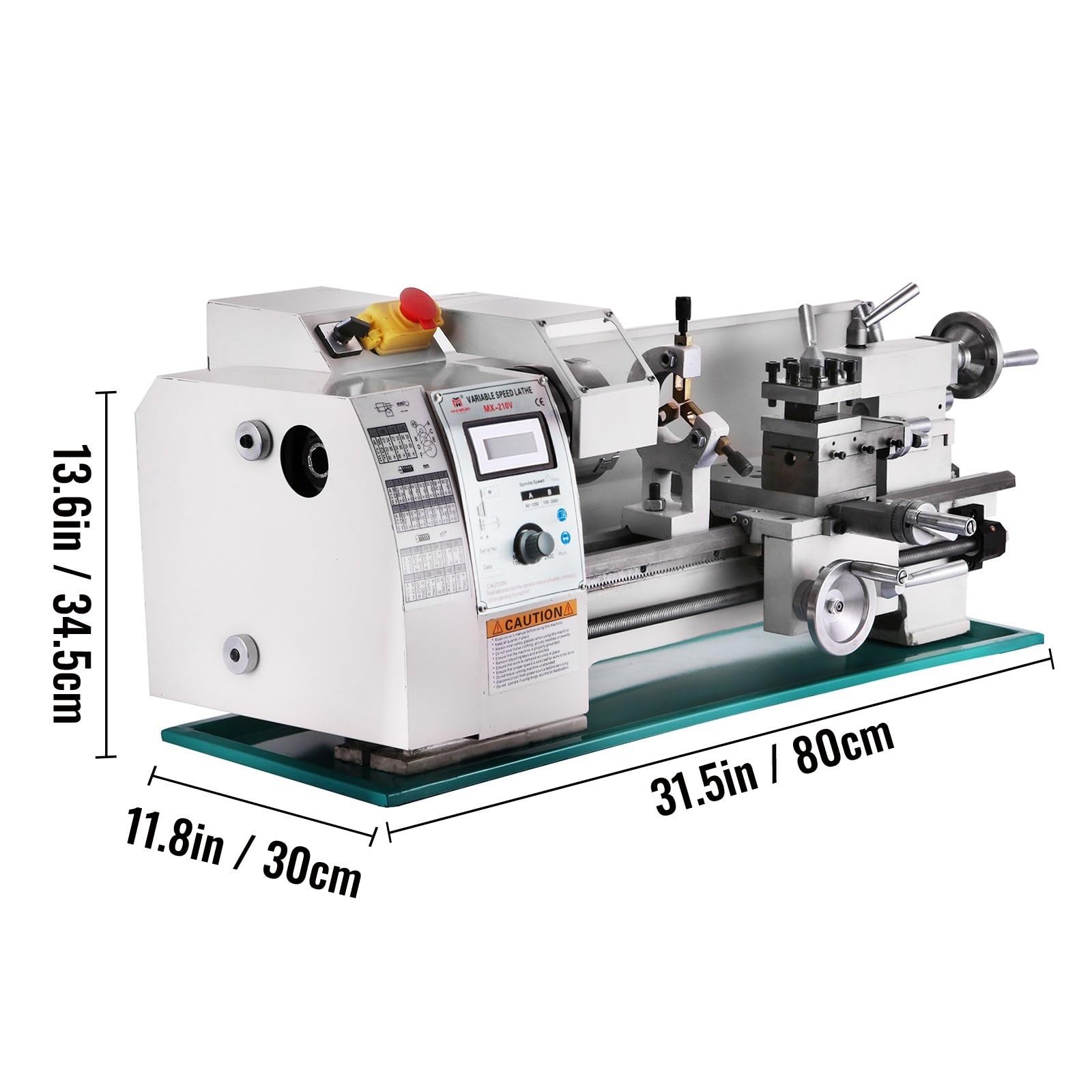 750W tokarka metalowa 8x16 Cal 2500RPM Mini stołowa o zmiennej prędkości wrzeciona do precyzyjnego przetwarzania części Dla początkujących majsterkowiczów
