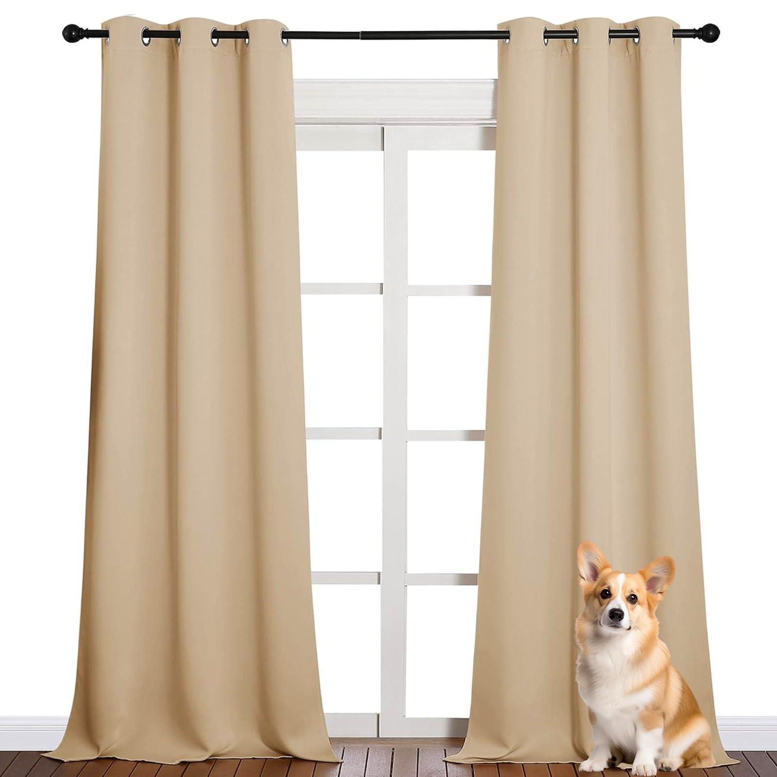 Rideau occultant beige pour fenêtre de chambre bébé et bureau calme