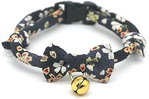 PetSokoo Black Cherry Floral Cat Collar with Bell