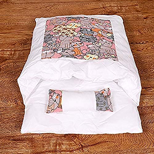Grotte de chat pour lit de petit animal avec tapis de couchage rose