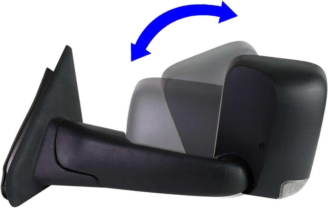 Auto Dynasty Pair Black Power Heated Flip Up w/Smoked Signal Light Side Towing Mirrors Compatible with Dodge Ram 1500 2500 3500 02-09