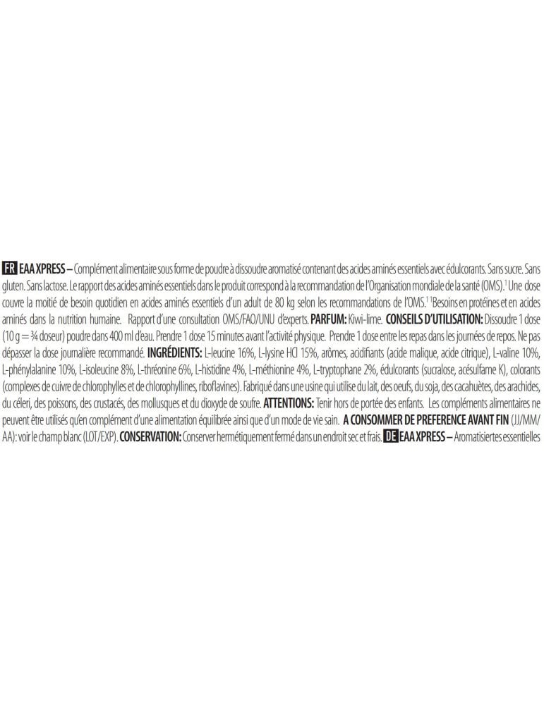 Scitec Nutrition EAA Xpress - Acides aminés essentiels à spectre complet - 3400mg BCAA, 7160mg EAA - Sans gluten, sans sucre, sans lactose, 400 g, Kiwi-lime
