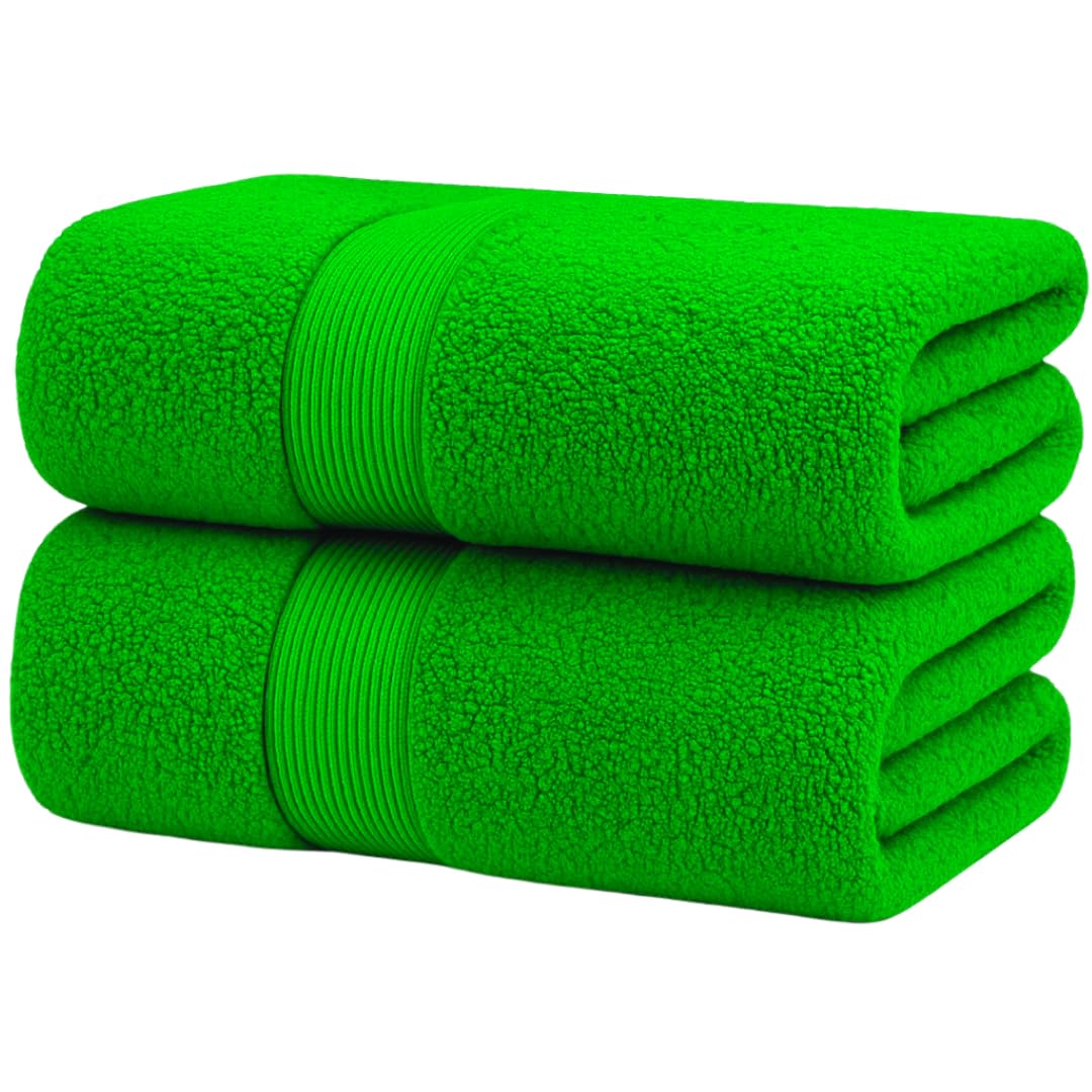 Diamond Tex Premium Extra Large Bath Sheet (90x180 cm–600 GSM) 100% Egyptian Cotton towels bath sheet, Ultra Soft jumbo bath sheets towels extra large Quick Dry big towels (2 Pack, Green)