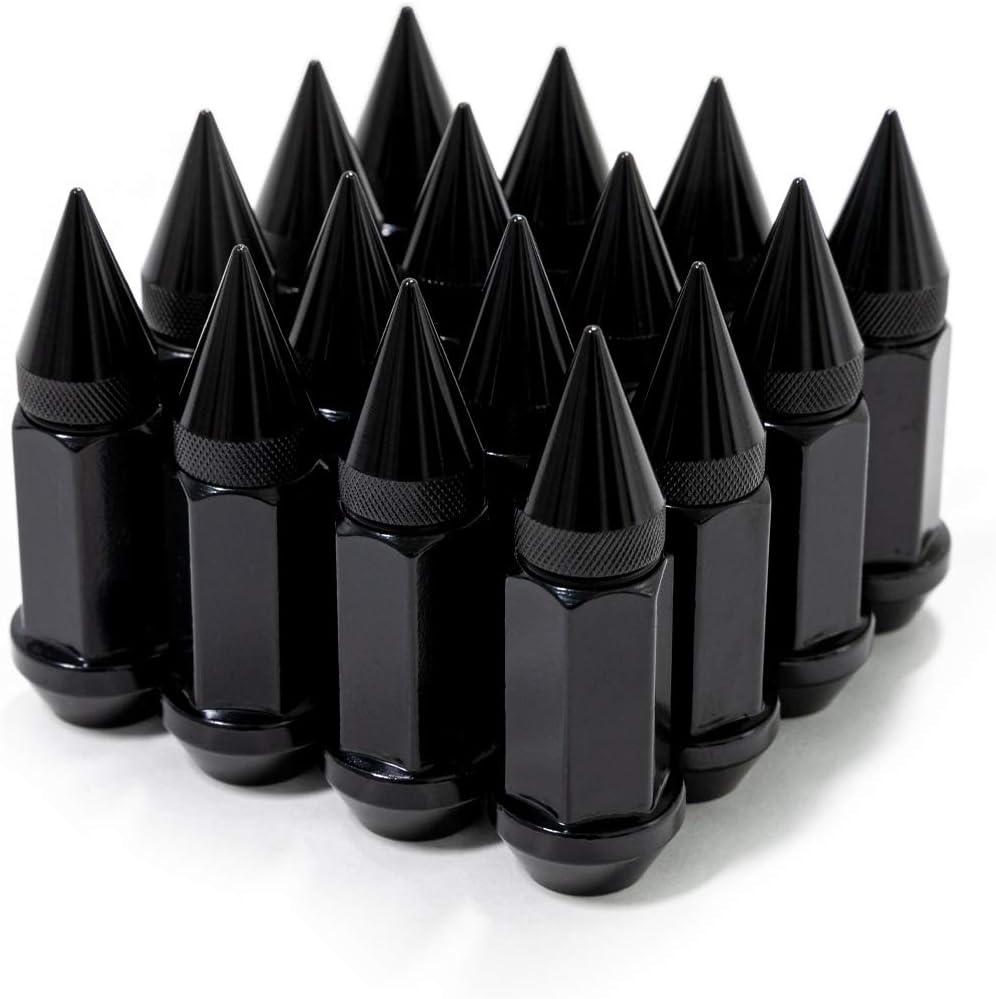 SuperATV M12x1.25 Spike Lug Nuts Compatible with Kawasaki Teryx KRX 1000 / Teryx/Teryx 4 / Mule Pro | Includes 16 Spiked Black Lug Nuts | Fierce Custom Look That Will Elevate Your Style